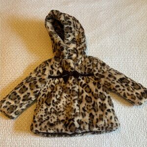 Pistachio Infant & Toddler Girls Brown Leopard Print Faux Fur Coat Winter Jacket